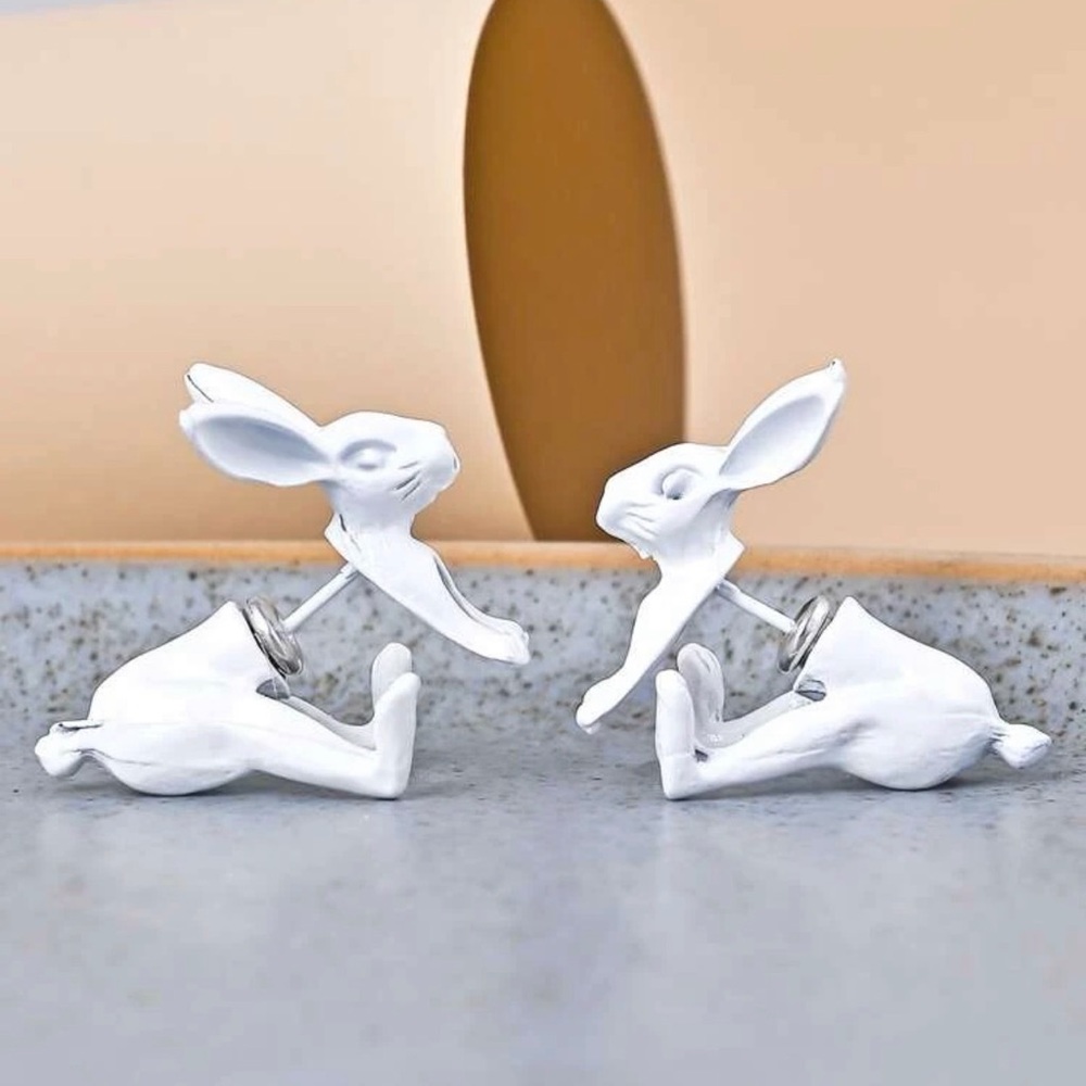 🐇 Cute bunny rabbit front and back stud jacket earrings 🐰 - Picture 10 of 10